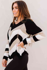 Color Block Rib-Knit Sweater